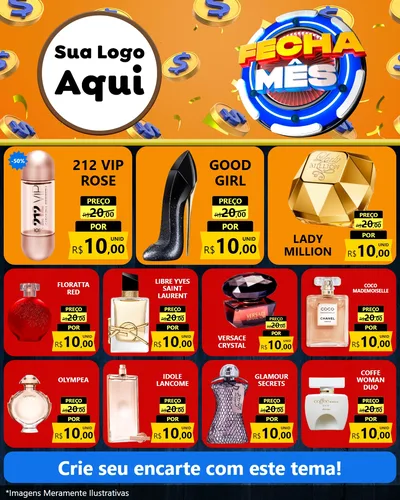 Modelo de Rede Social para Feed Instagram com o tema Fecha Mês para Perfumes