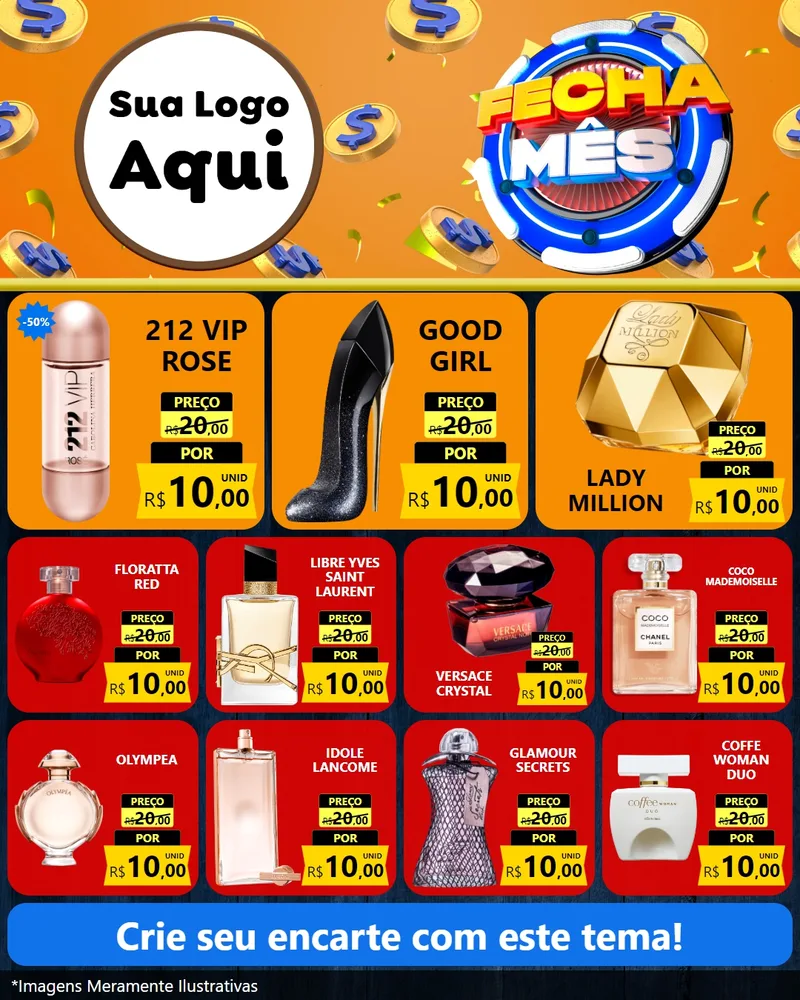 Modelo de Rede Social para Feed Instagram com o tema Fecha Mês para Perfumes