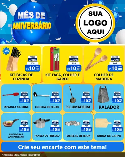 Modelo de Rede Social para Feed Instagram com o tema Mês de Aniversário para Utilidades Domésticas