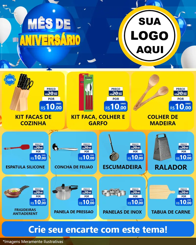 Modelo de Rede Social para Feed Instagram com o tema Mês de Aniversário para Utilidades Domésticas
