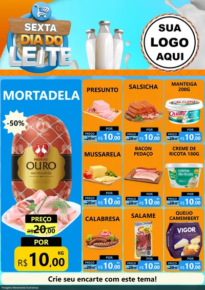Modelo de Encarte para Encarte A4 Vertical com o tema Sexta Dia do Leite para Frios e Laticínios