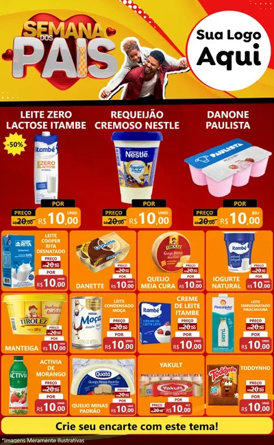 Modelo de Encarte para Encarte Grande com o tema Semana Dos Pais para Frios e Laticínios