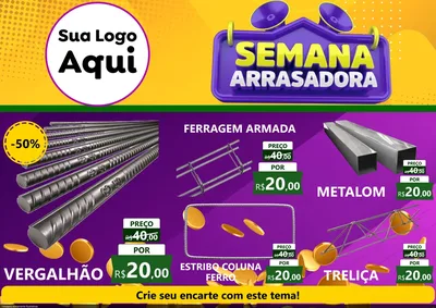 Modelo de Encarte para Encarte A4 Horizontal com o tema Semana Arrasadora para Ferragens