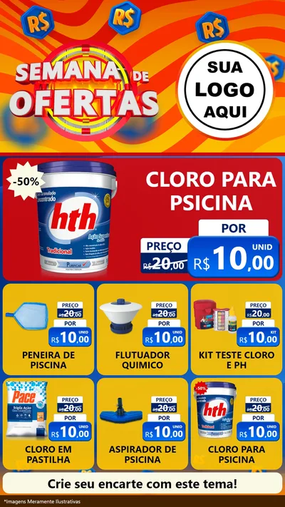 Modelo de Rede Social para Stories com o tema Semana de Ofertas para Produtos para Piscina