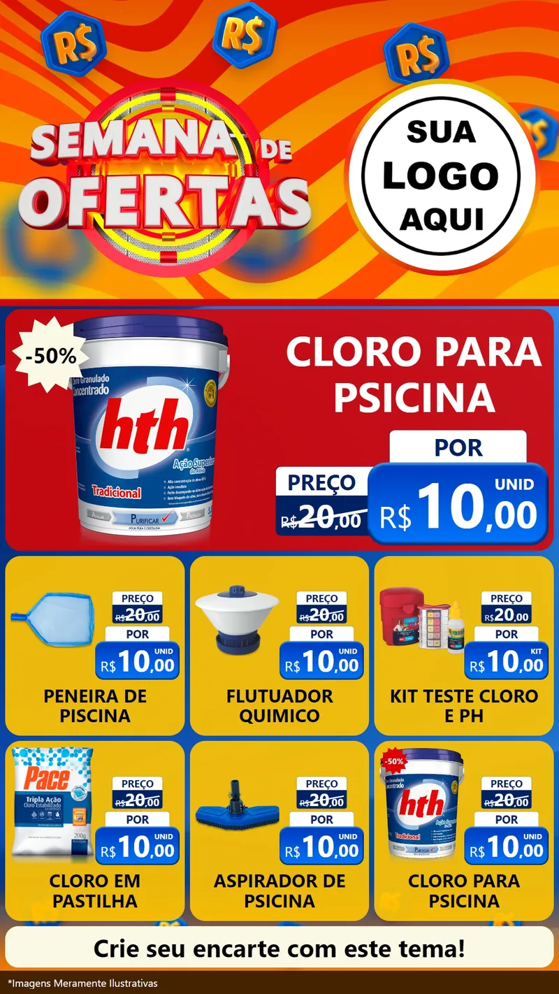 Modelo de Rede Social para Stories com o tema Semana de Ofertas para Produtos para Piscina