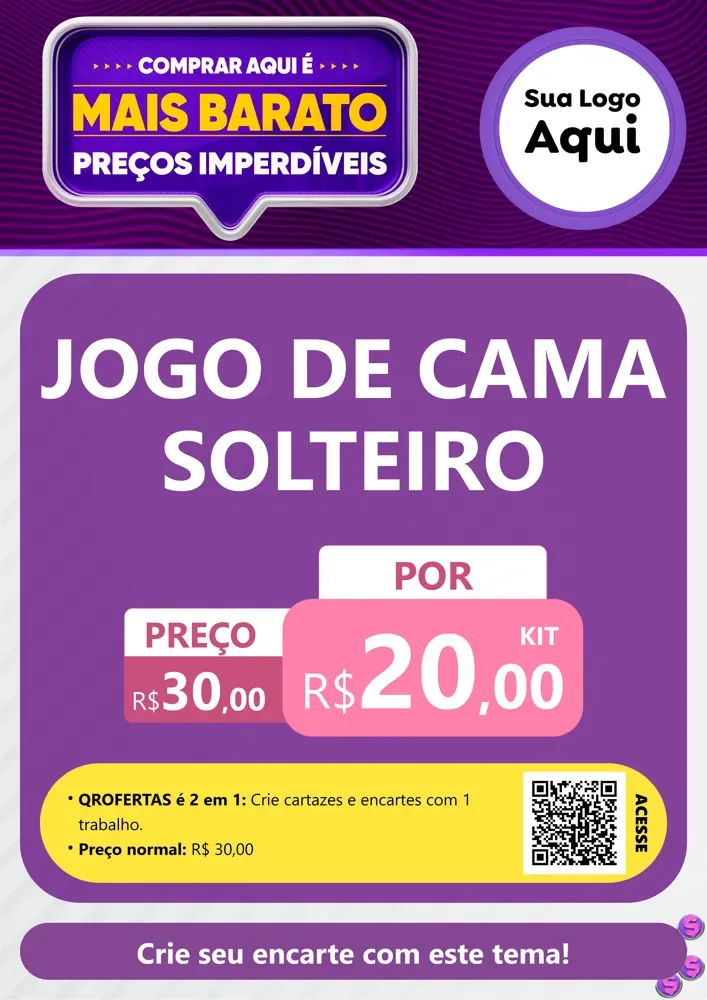 Modelo de Cartaz para Cartaz A4 Vertical com o tema Mais Barato para Cama, Mesa e Banho
