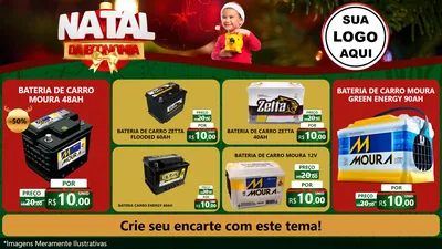 Modelo de TV para TV Horizontal com o tema Natal da Economia para Baterias Elétricas