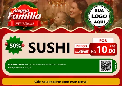 Modelo de Cartaz para Cartaz A4 Horizontal com o tema Alegria Em Família - Super Ofertas para Comida japonesa