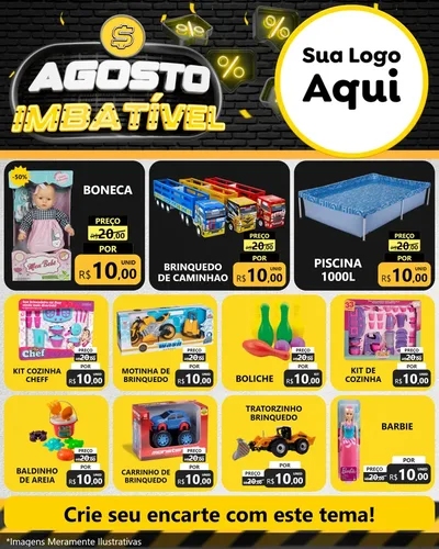 Modelo de Rede Social para Feed Instagram com o tema Agosto Imbatível para Brinquedos