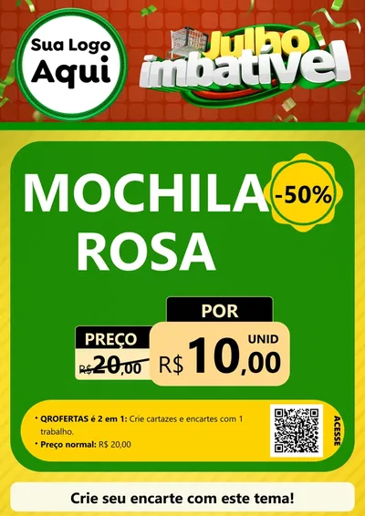 Modelo de Cartaz para Cartaz A4 Vertical com o tema Julho Imbatível para Papelaria
