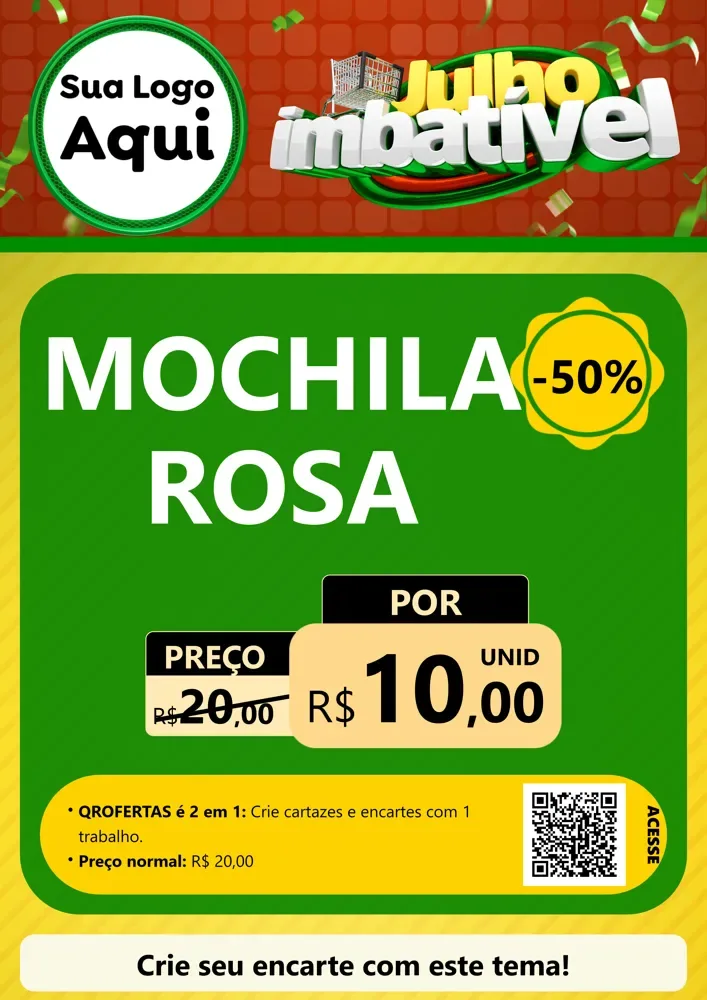 Modelo de Cartaz para Cartaz A4 Vertical com o tema Julho Imbatível para Papelaria