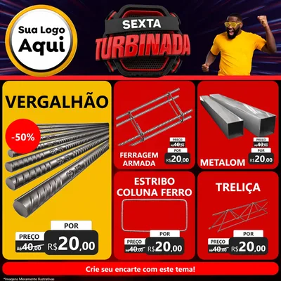 Modelo de Rede Social para Feed Facebook com o tema Sexta Turbinada para Ferragens