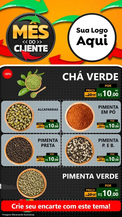 Modelo de TV para TV Vertical com o tema Mês do Cliente para Produtos Naturais