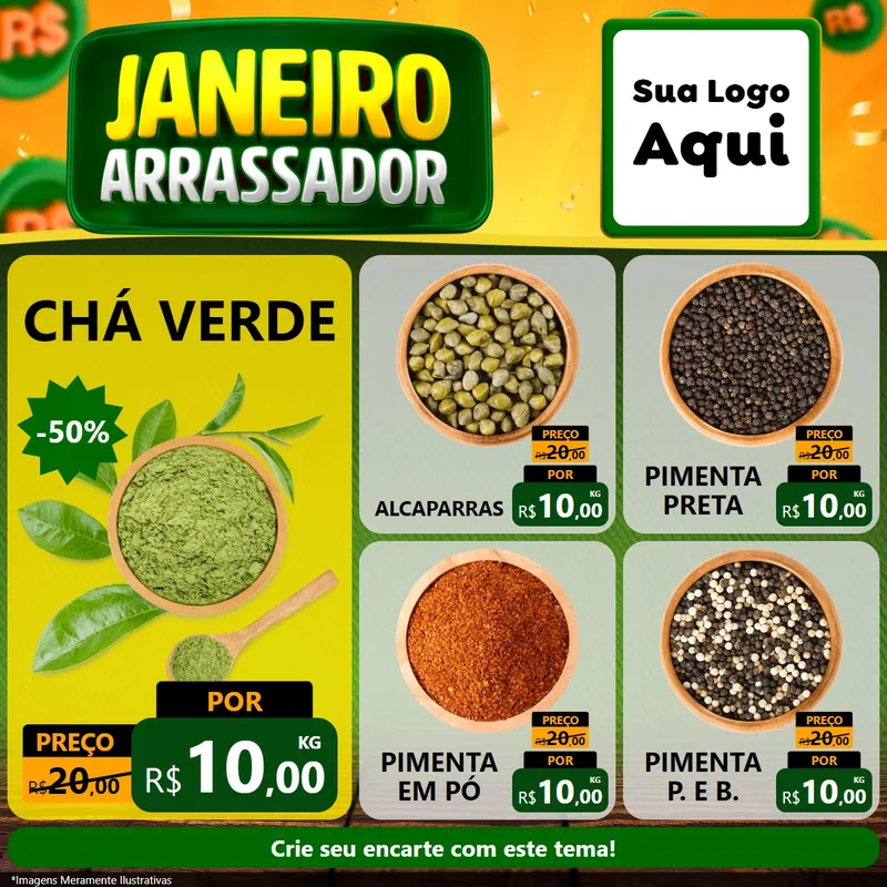 Modelo de Rede Social para Feed Facebook com o tema Janeiro Arrasador para Produtos Naturais