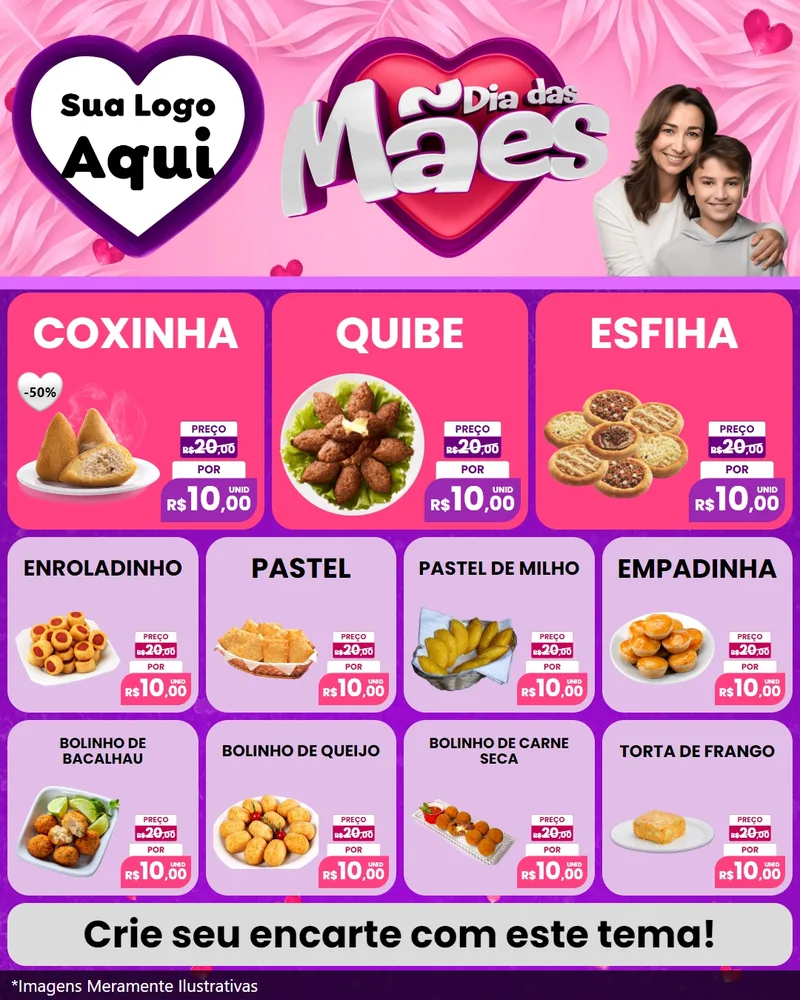 Modelo de Rede Social para Feed Instagram com o tema Dia das Mães para Salgadaria