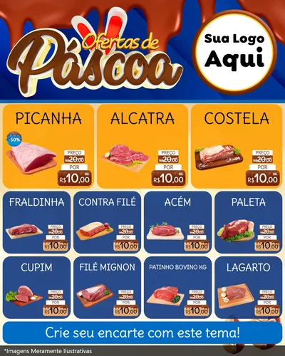 Modelo de Rede Social para Feed Instagram com o tema Ofertas de Páscoa para Açougue
