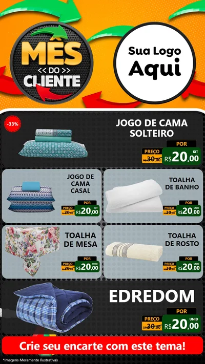 Modelo de TV para TV Vertical com o tema Mês do Cliente para Cama, Mesa e Banho