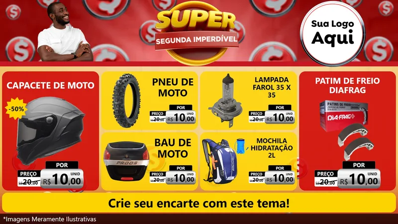 Modelo de TV para TV Horizontal com o tema Super Segunda Imperdível para Moto peças