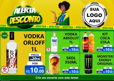 Modelo de Encarte para Encarte A4 Horizontal com o tema Alerta de Desconto para Distribuidora de bebidas