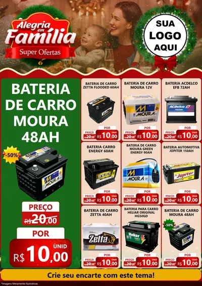 Modelo de Encarte para Encarte A4 Vertical com o tema Alegria Em Família - Super Ofertas para Baterias Elétricas