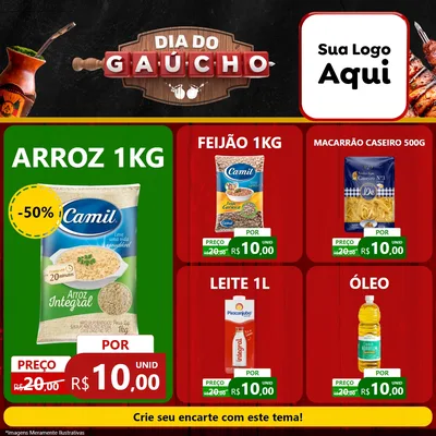 Modelo de Rede Social para Feed Facebook com o tema Dia do Gaúcho para Supermercado
