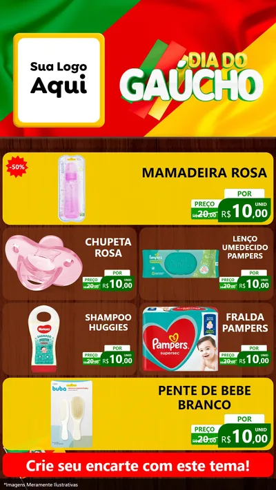 Modelo de TV para TV Vertical com o tema Dia do Gaúcho para Bebês