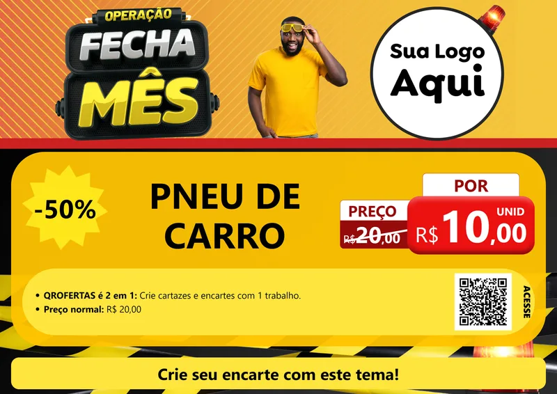 Modelo de Cartaz para Cartaz A4 Horizontal com o tema Operação Fecha Mês para Auto peças