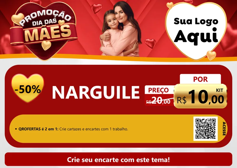 Modelo de Cartaz para Cartaz A4 Horizontal com o tema Promoção Dia das Mães para Tabacaria