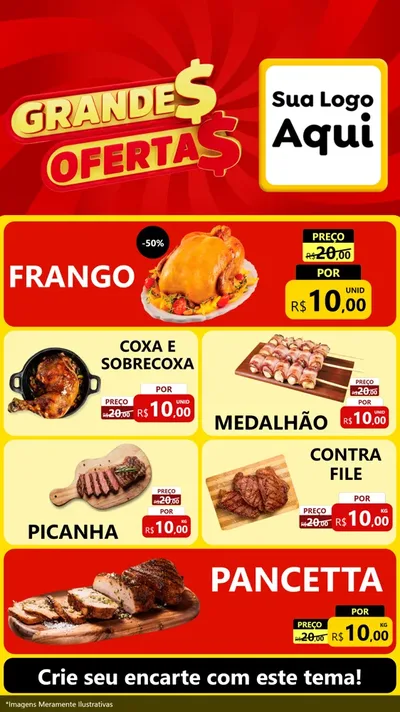 Modelo de TV para TV Vertical com o tema Grandes Ofertas para Assados