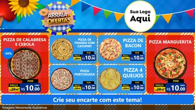 Modelo de TV para TV Horizontal com o tema Arraiá de Ofertas para Pizzaria