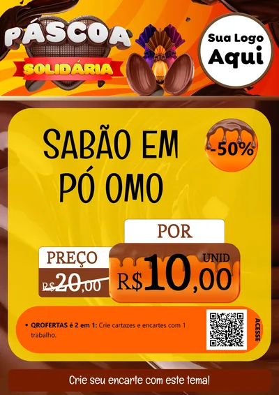 Modelo de Cartaz para Cartaz A4 Vertical com o tema Páscoa Solidária para Produtos de Limpeza