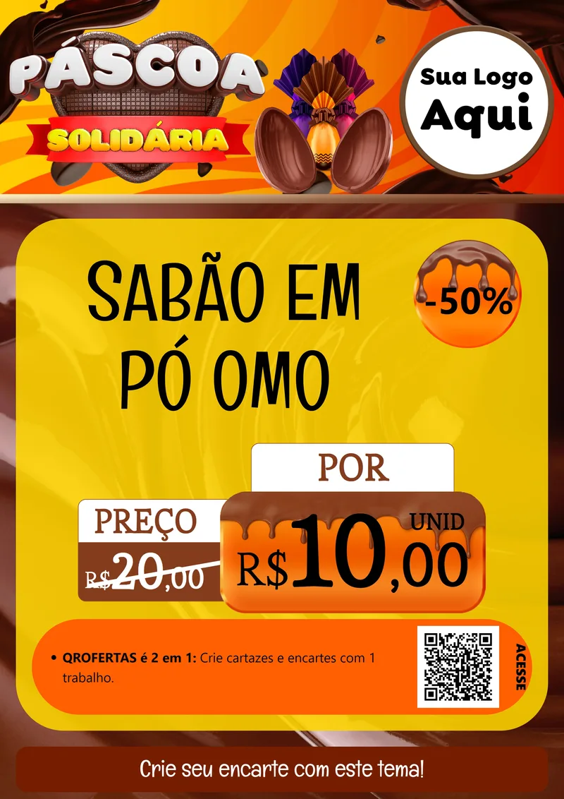 Modelo de Cartaz para Cartaz A4 Vertical com o tema Páscoa Solidária para Produtos de Limpeza