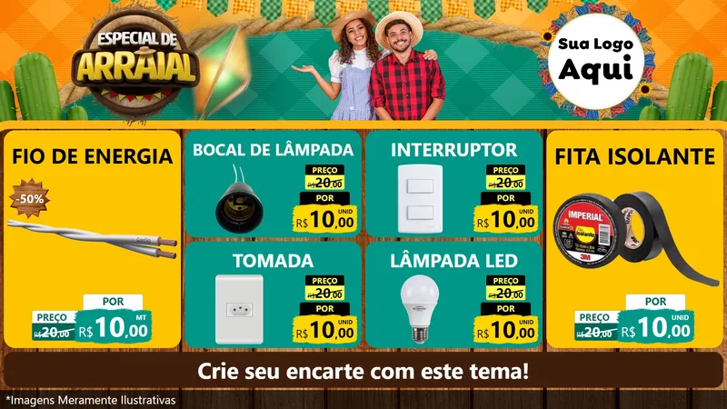 Modelo de TV para TV Horizontal com o tema Especial De Arraial para Materiais Elétricos