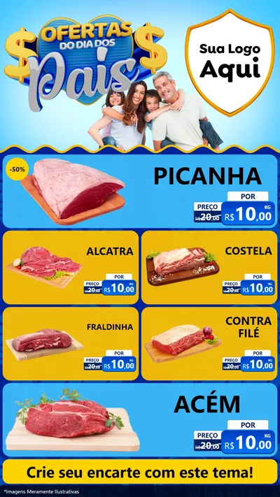 Modelo de TV para TV Vertical com o tema Ofertas do Dia dos Pais para Açougue