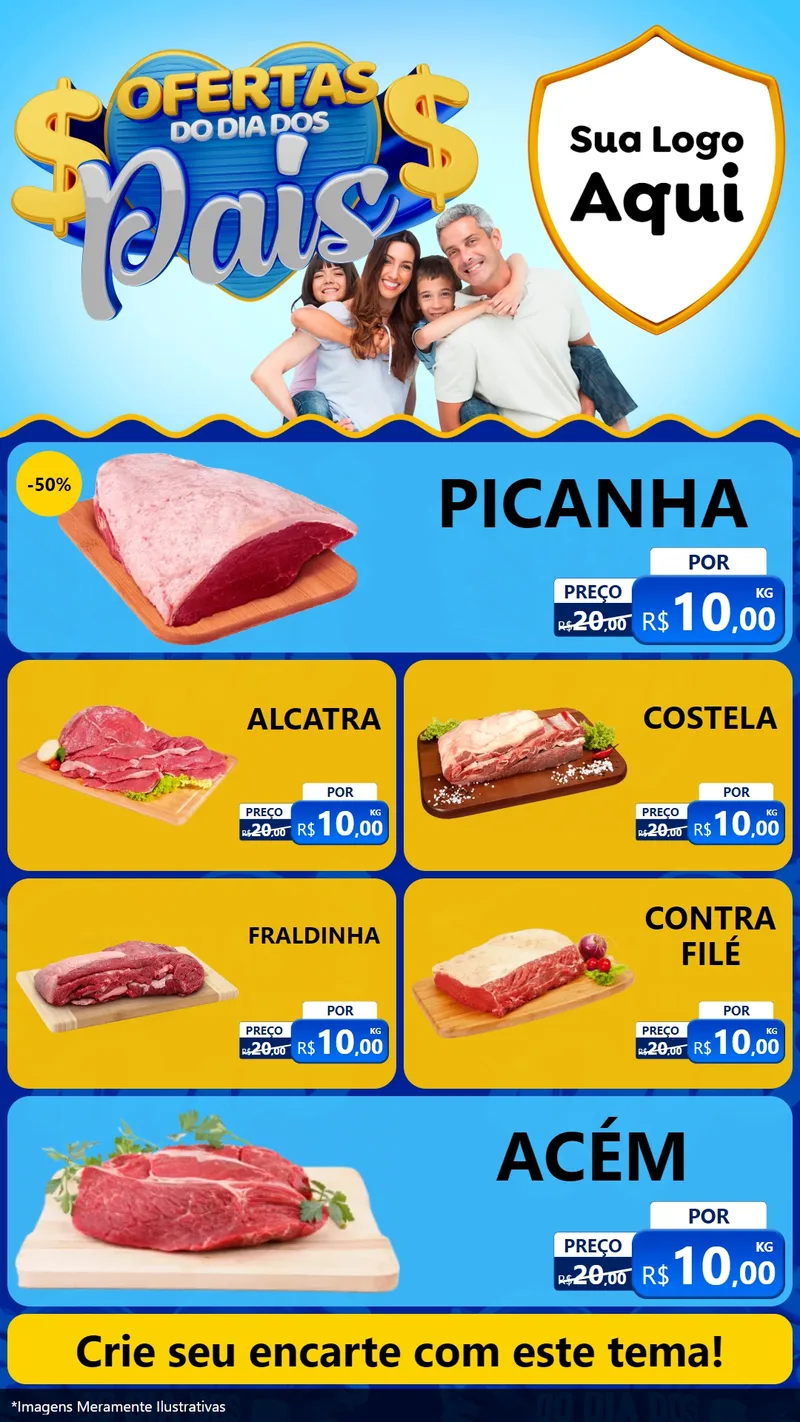Modelo de TV para TV Vertical com o tema Ofertas do Dia dos Pais para Açougue