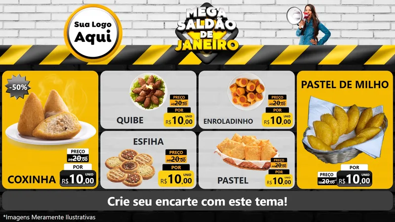 Modelo de TV para TV Horizontal com o tema Mega Saldão de Janeiro para Salgadaria