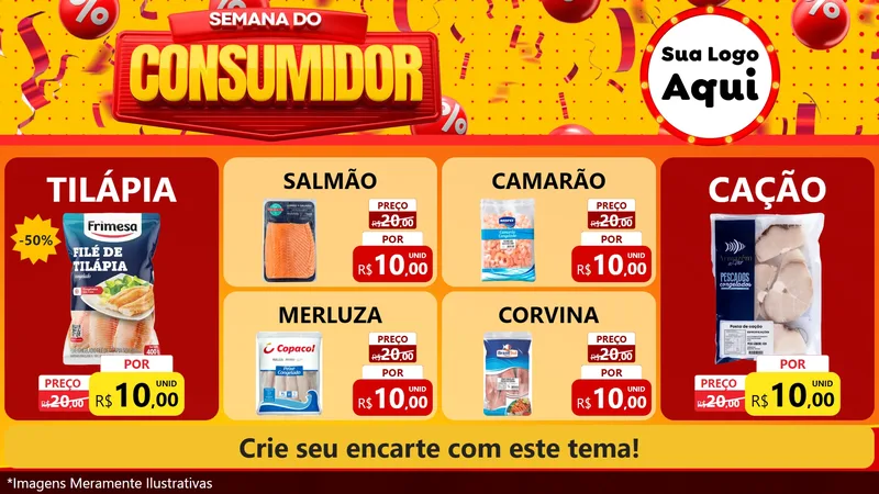 Modelo de TV para TV Horizontal com o tema Semana do Consumidor para Peixaria