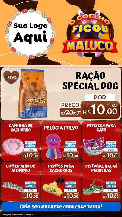 Modelo de Rede Social para Stories com o tema O Coelho Ficou Maluco - Páscoa para Pet Shop