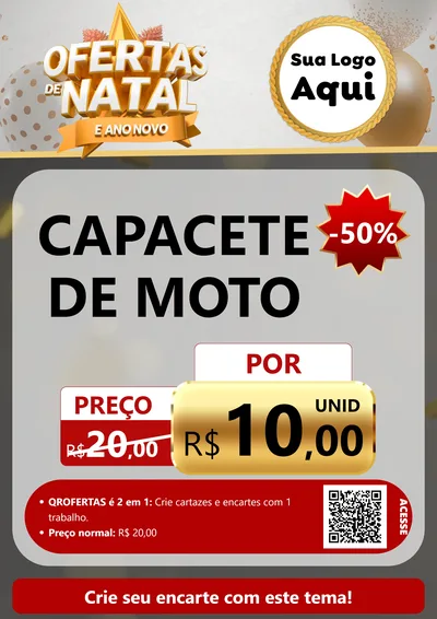 Modelo de Cartaz para Cartaz A4 Vertical com o tema Ofertas De Natal E Ano Novo para Moto peças