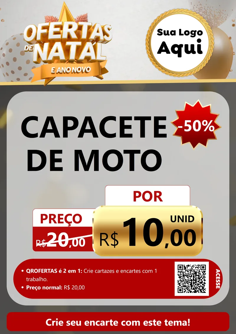 Modelo de Cartaz para Cartaz A4 Vertical com o tema Ofertas De Natal E Ano Novo para Moto peças