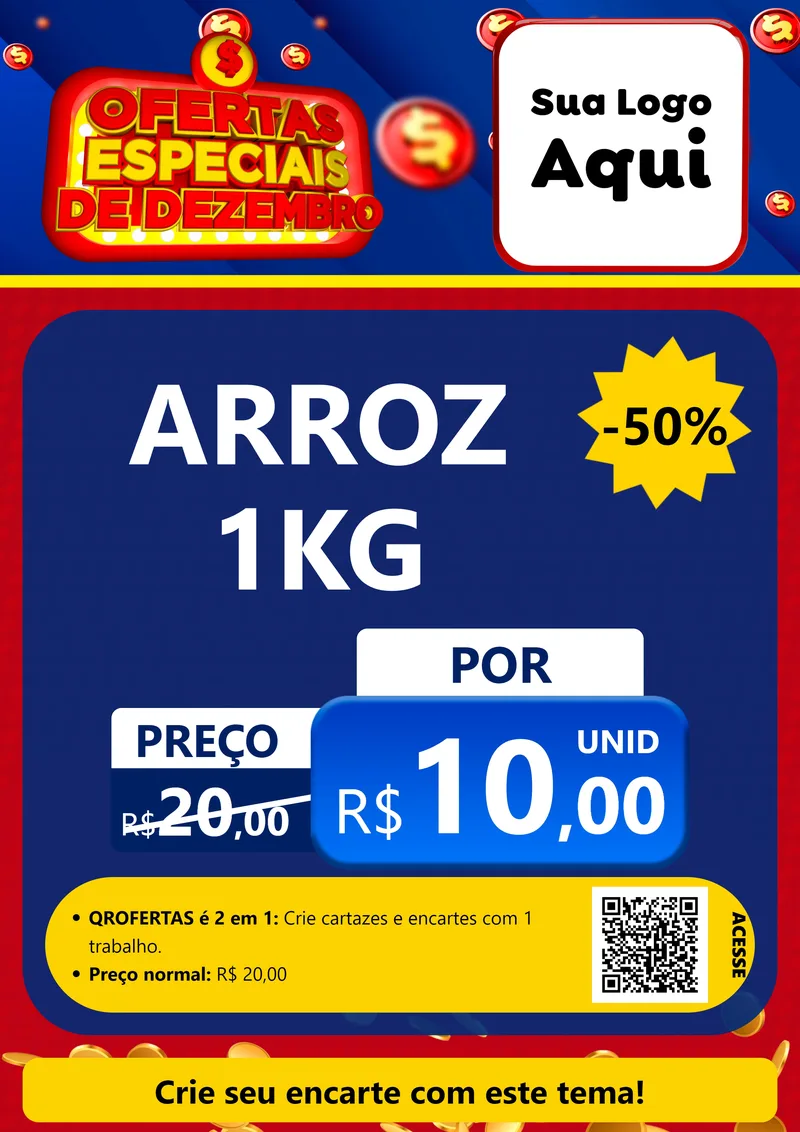 Modelo de Cartaz para Cartaz A4 Vertical com o tema Ofertas Especiais de Dezembro para Supermercado