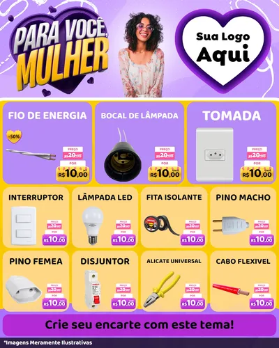 Modelo de Rede Social para Feed Instagram com o tema Para Você, Mulher para Materiais Elétricos