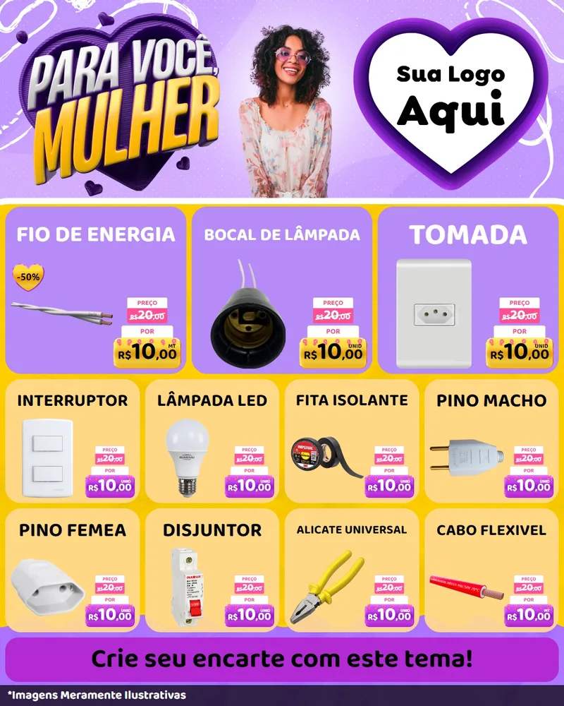 Modelo de Rede Social para Feed Instagram com o tema Para Você, Mulher para Materiais Elétricos