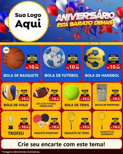 Modelo de Rede Social para Feed Instagram com o tema Aniversário para Artigos Esportivos