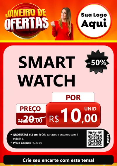 Modelo de Cartaz para Cartaz A4 Vertical com o tema Janeiro de Ofertas para Informática