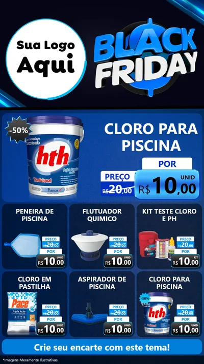 Modelo de Rede Social para Stories com o tema Black Friday para Produtos para Piscina