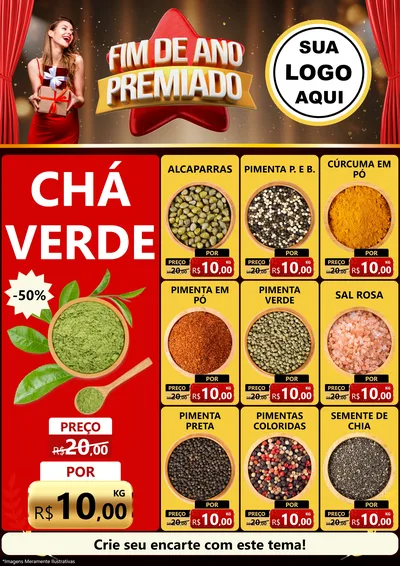 Modelo de Encarte para Encarte A4 Vertical com o tema Fim de Ano Premiado para Produtos Naturais