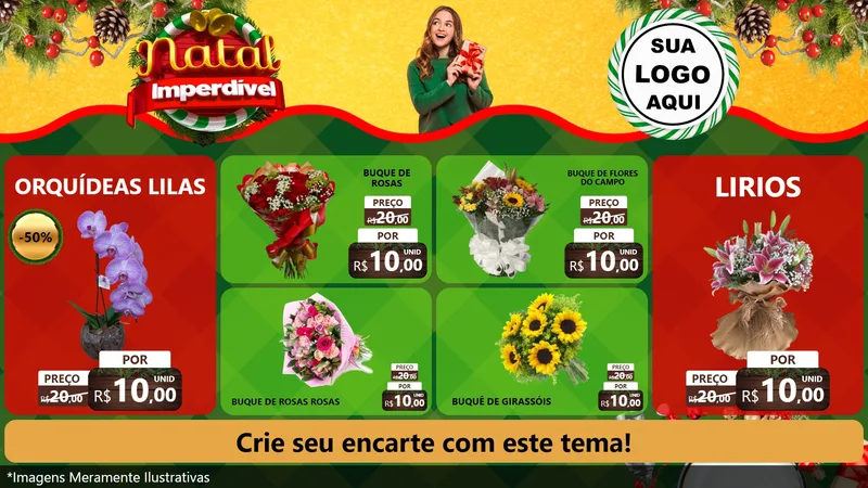 Modelo de TV para TV Horizontal com o tema Natal Imperdível para Floricultura e jardim