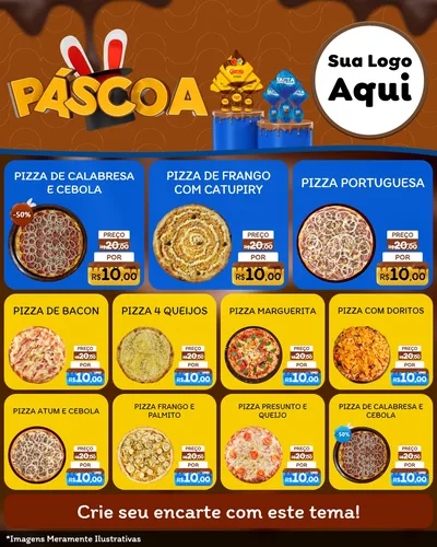 Modelo de Rede Social para Feed Instagram com o tema Páscoa para Pizzaria