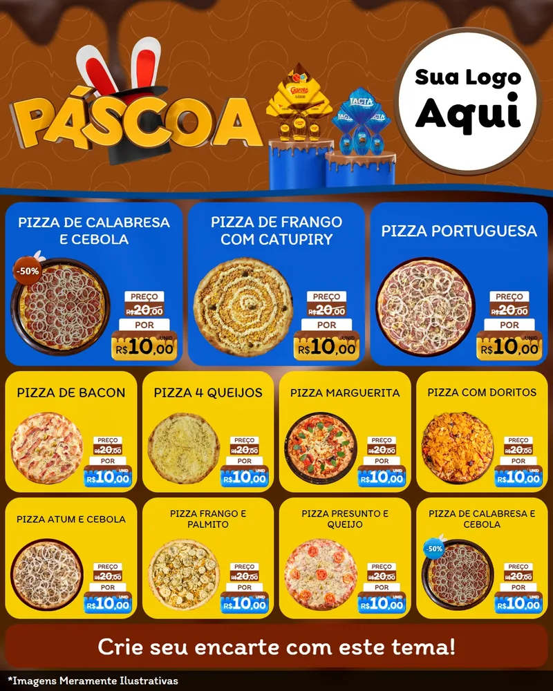 Modelo de Rede Social para Feed Instagram com o tema Páscoa para Pizzaria